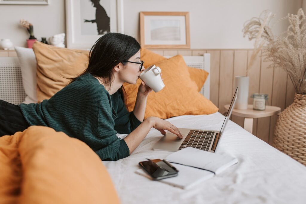 remote work success woman working on laptop